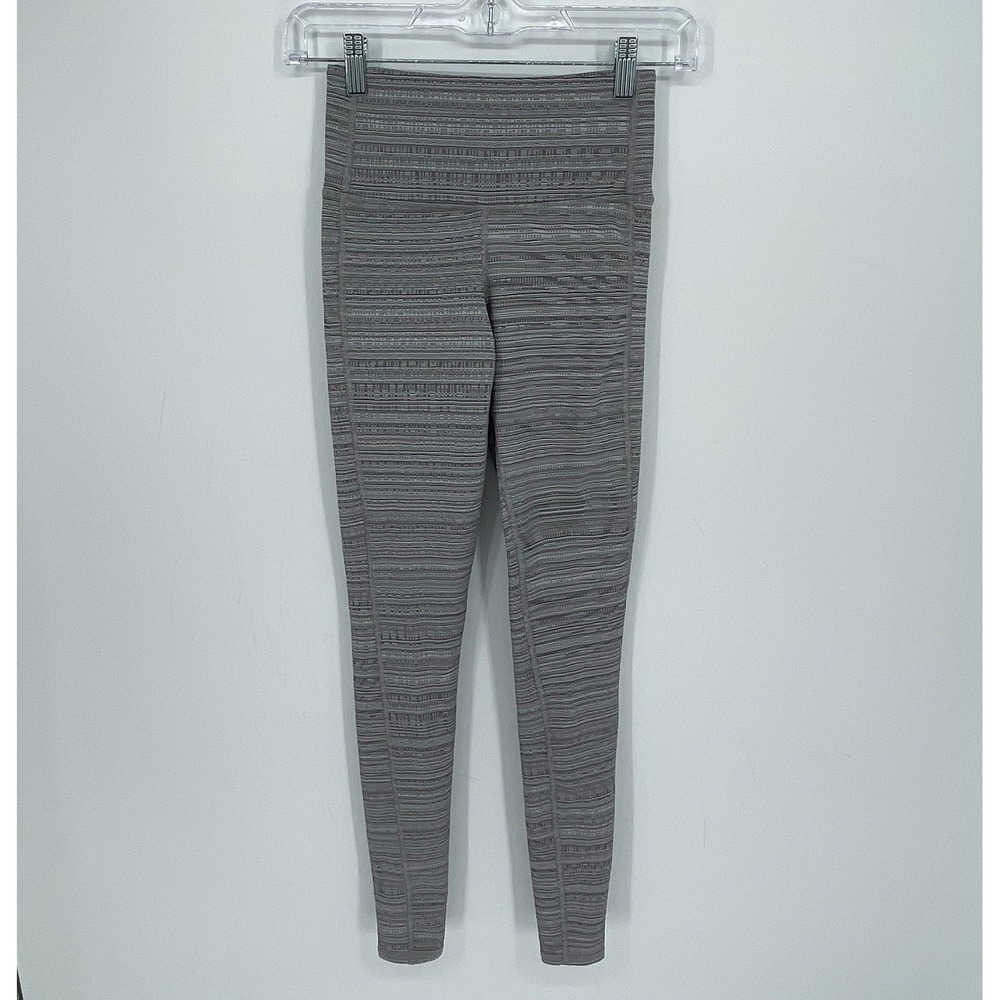 Athleta Women's Gray Jacquard Stripe High Rise Chaturanga Gym Yoga Leggings XXS